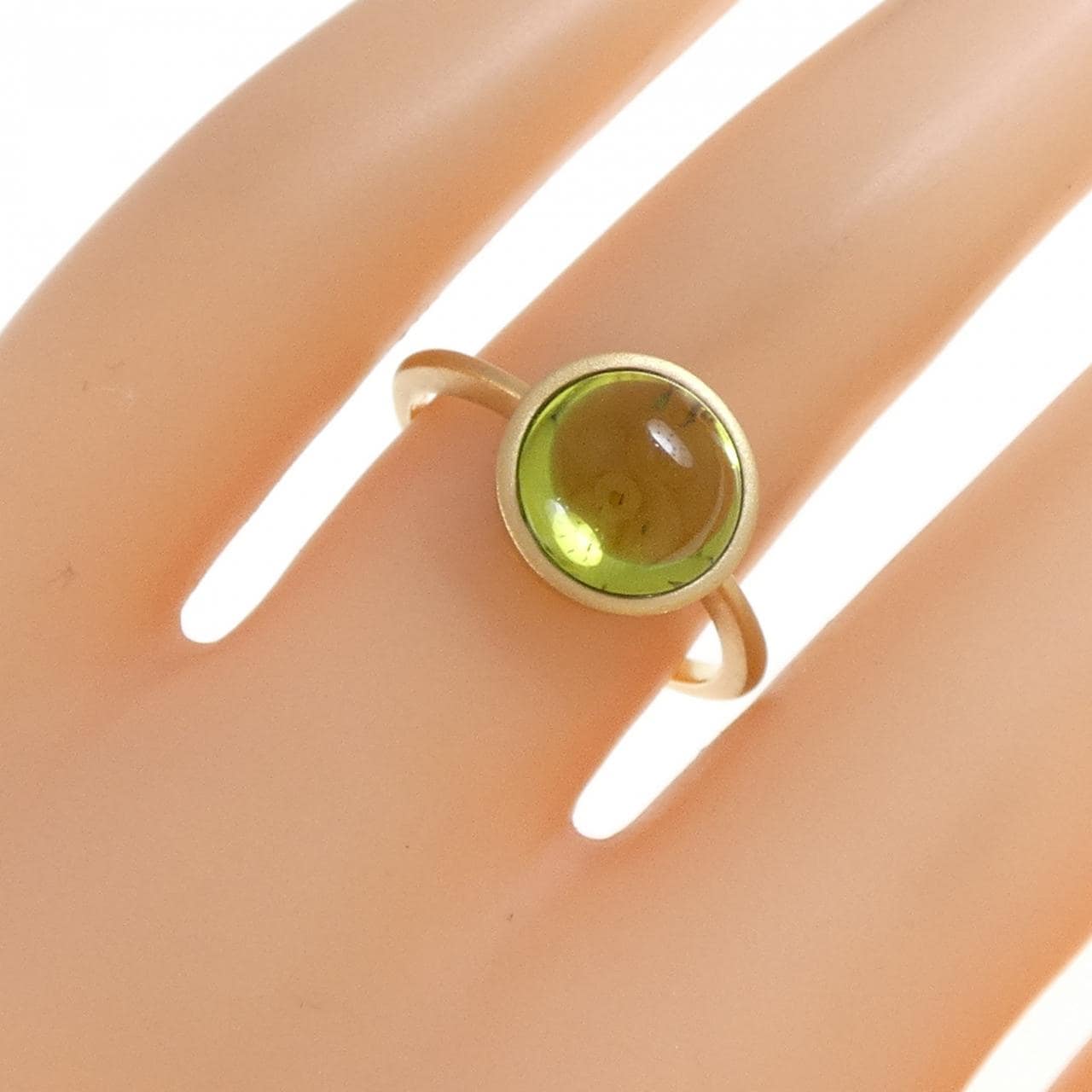 K18YG ペリドット リング 3.40CT