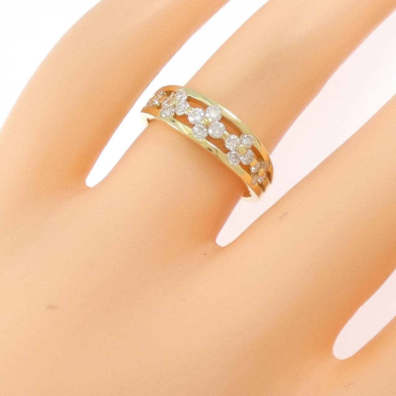 K18YG フラワー ダイヤモンド リング 0.52CT