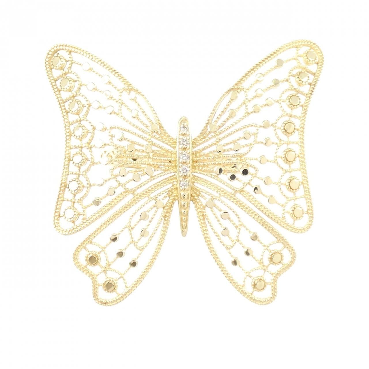 K18YG バタフライ ダイヤモンド リング 0.03CT