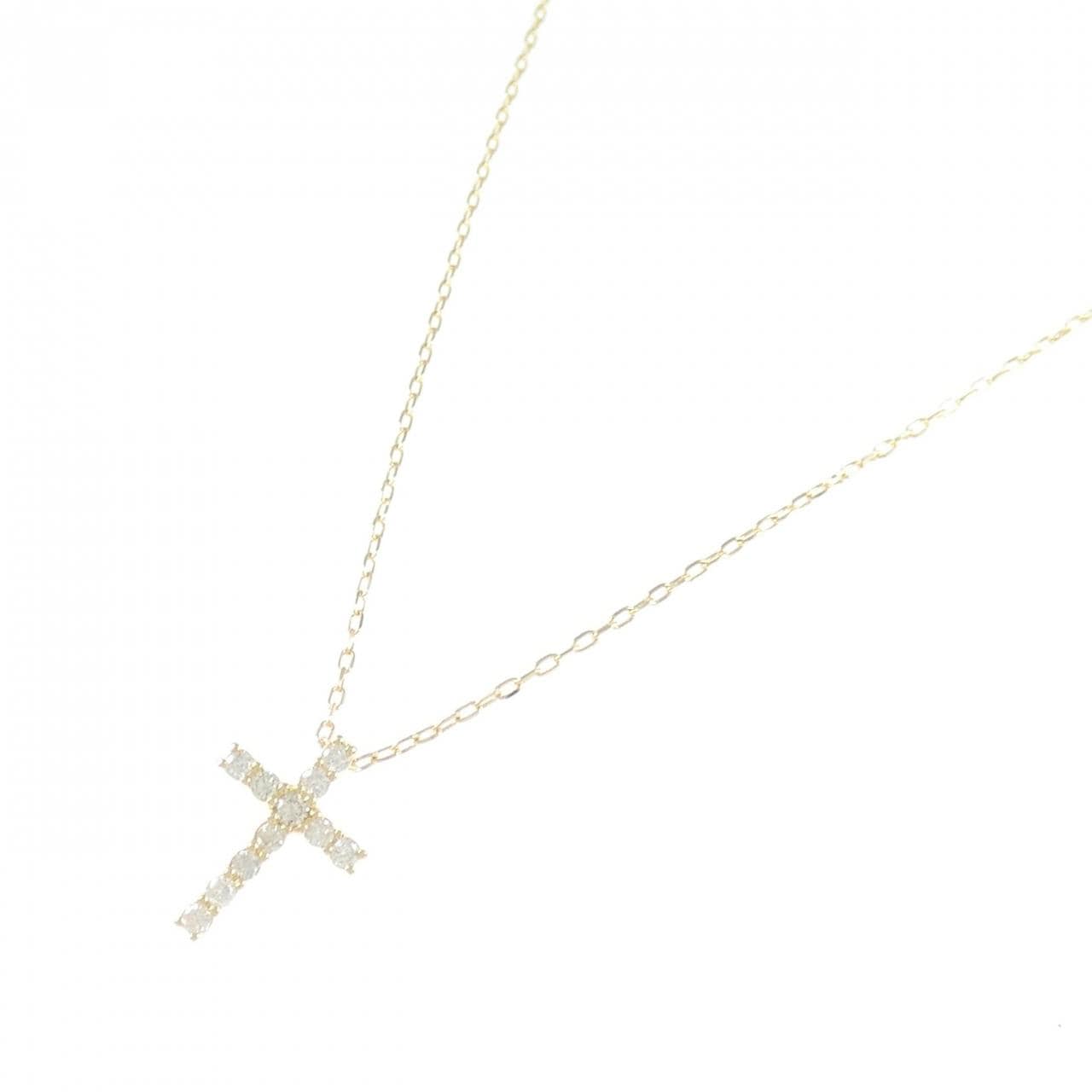 K18YG クロス ダイヤモンド ネックレス 0.17CT