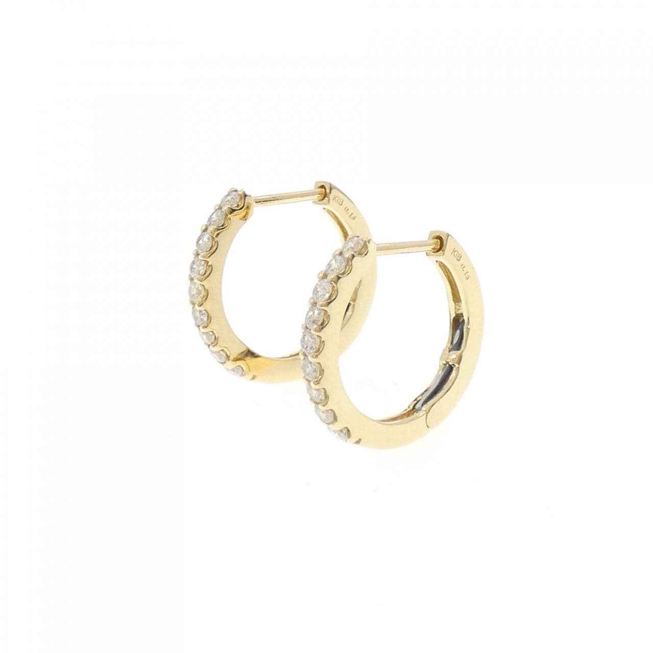 【新品】K18YG フープ ダイヤモンド ピアス 0.30CT