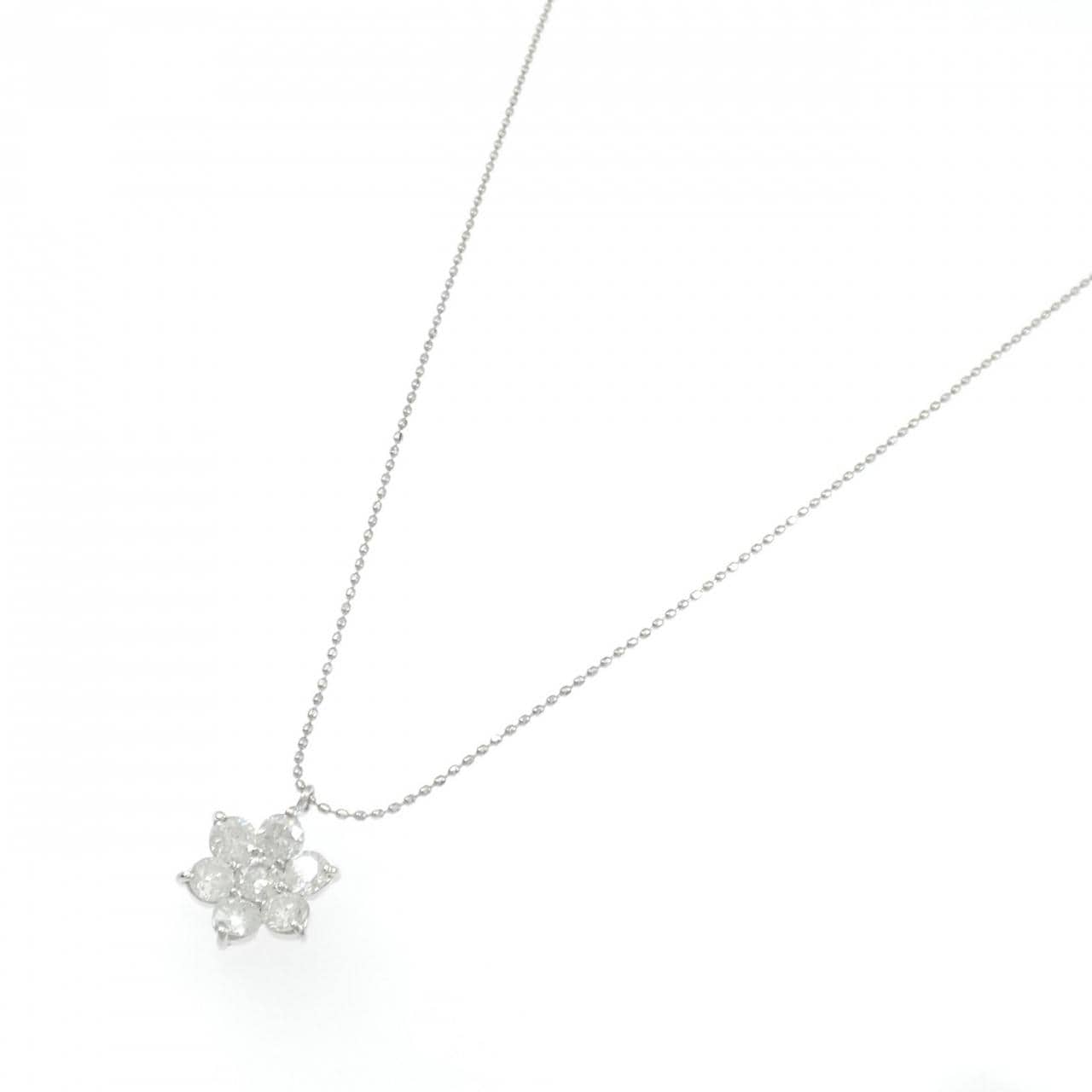 PT900/PT850 フラワー ダイヤモンド ネックレス 1.00CT