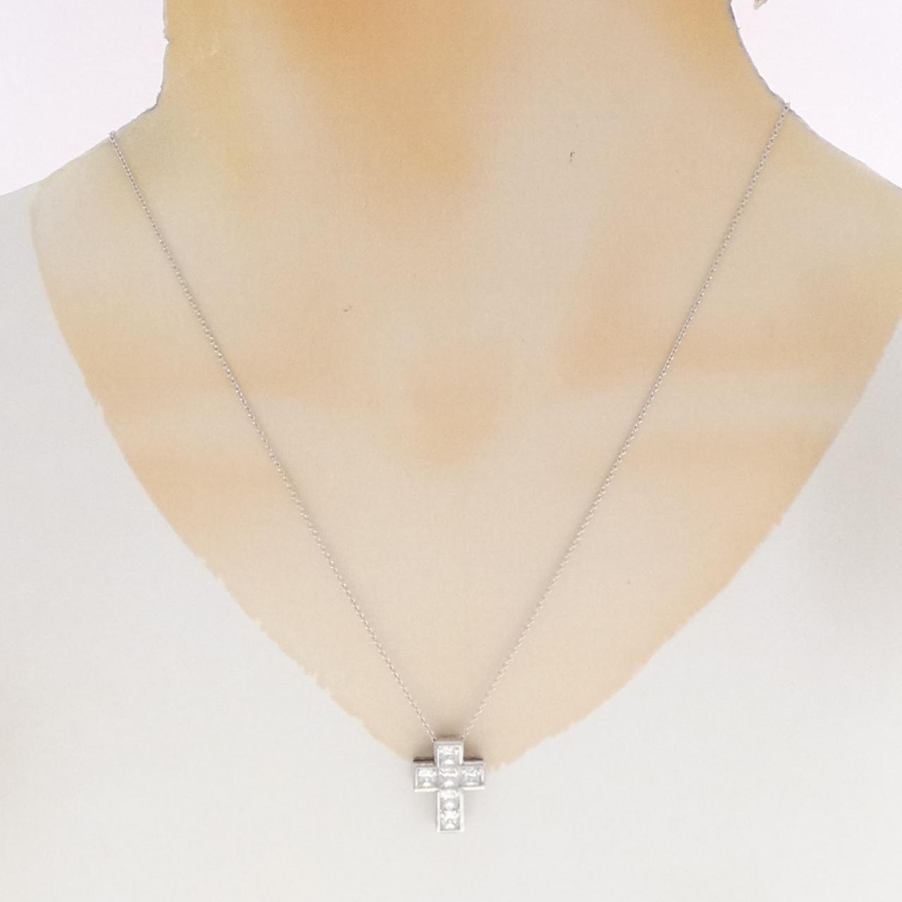 シルバー クロス キュービック ネックレス