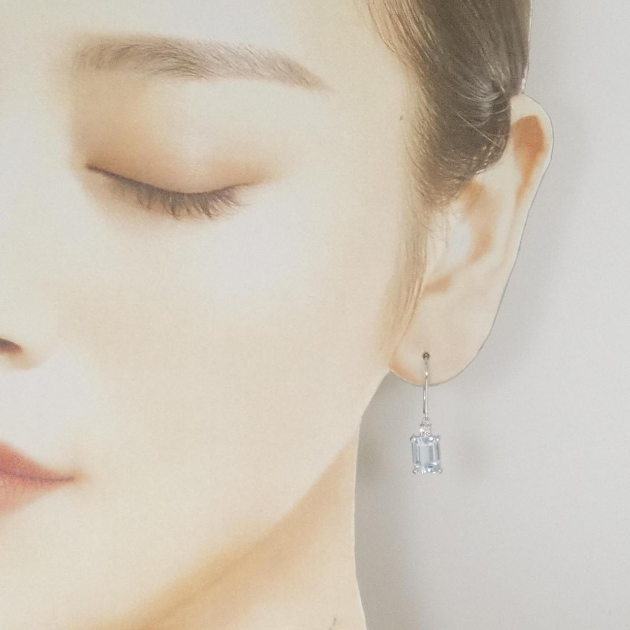K18WG アクアマリン ピアス 3.19CT