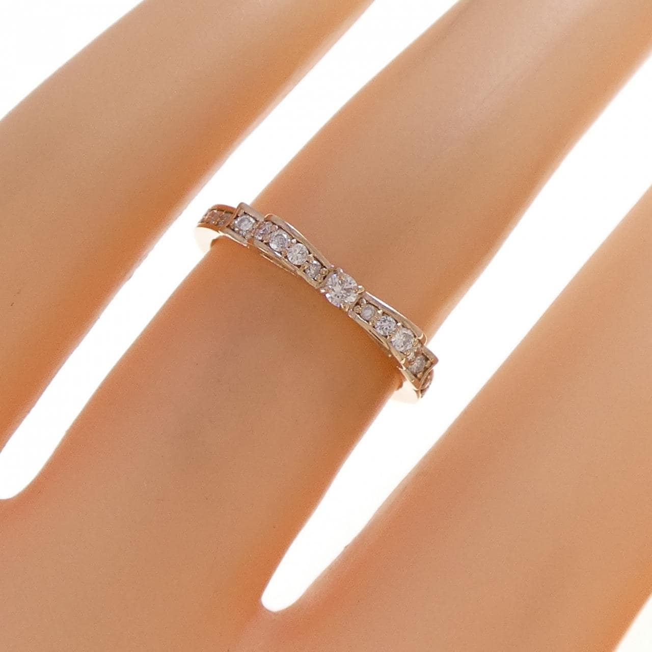 K18PG リボン ダイヤモンド リング 0.15CT