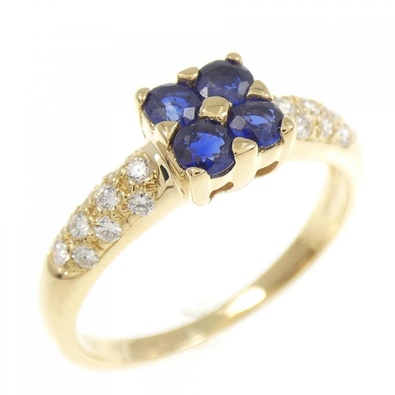 K18YG フラワー サファイヤ リング 0.44CT