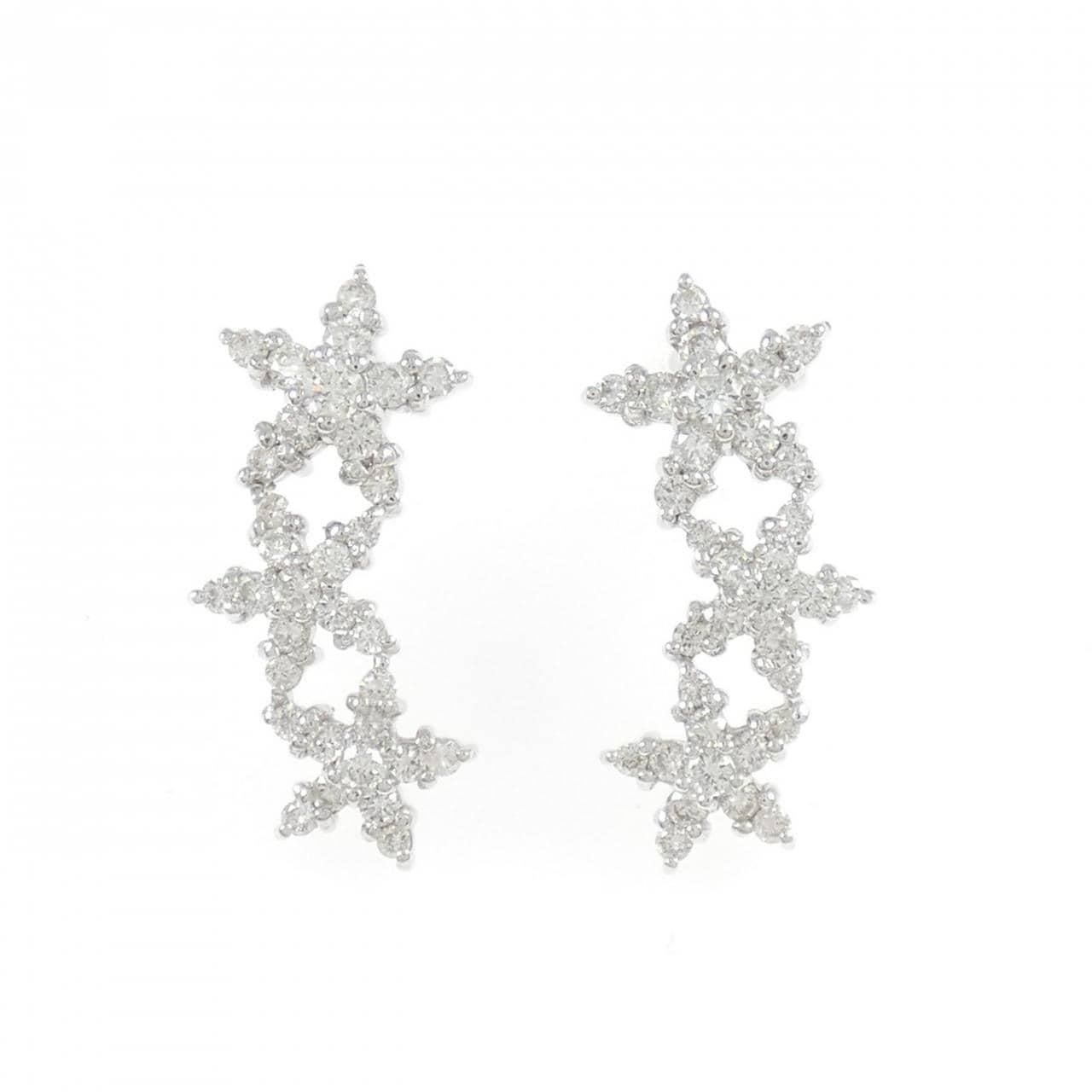 K18WG 花朵钻石耳环