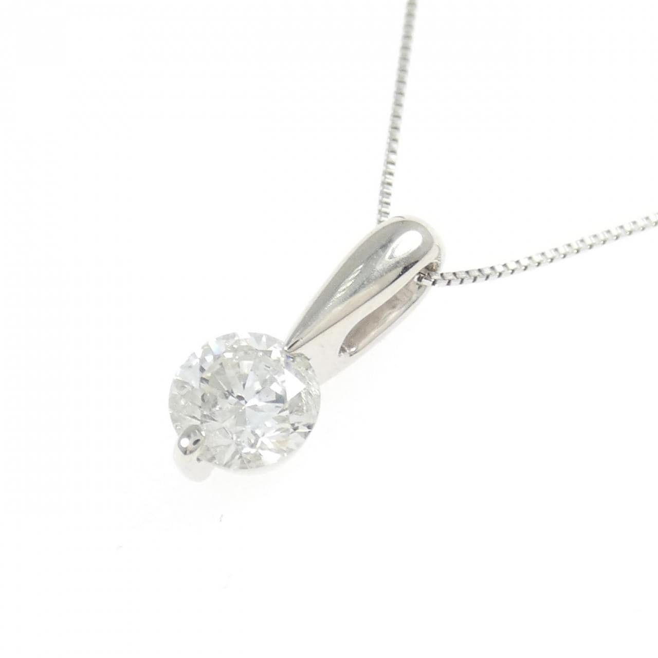 K18WG ソリティア ダイヤモンド ネックレス 0.79CT