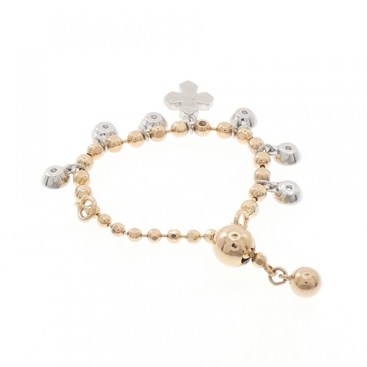K18PG/PT900 クロス ダイヤモンド リング 0.11CT