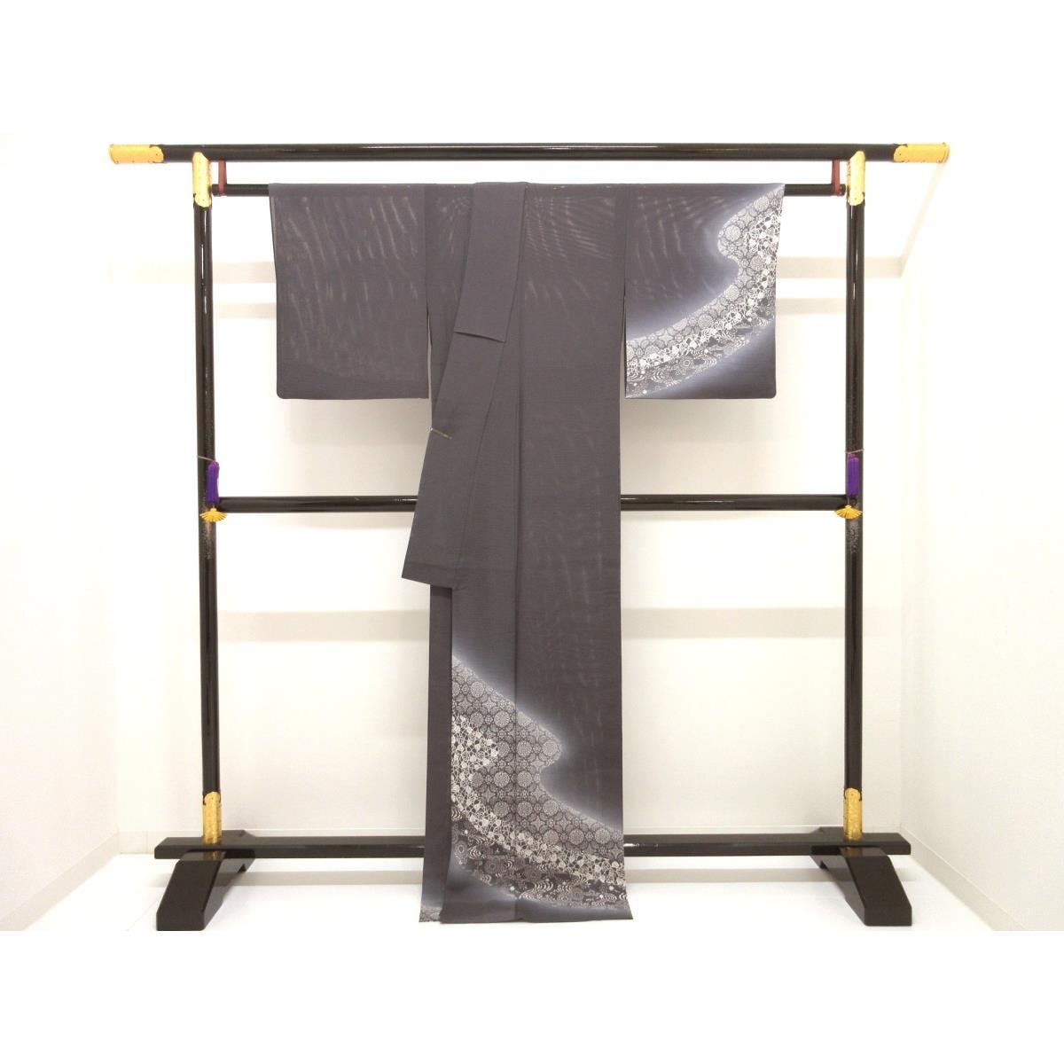単衣　駒絽訪問着　友禅加工ボカシ染