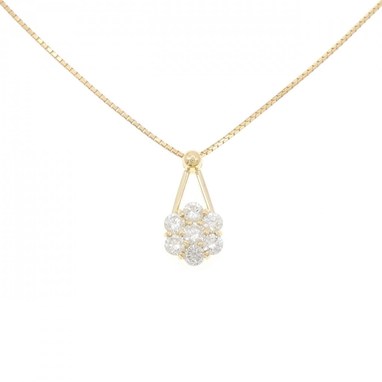 K18YG フラワー ダイヤモンド ネックレス 1.00CT