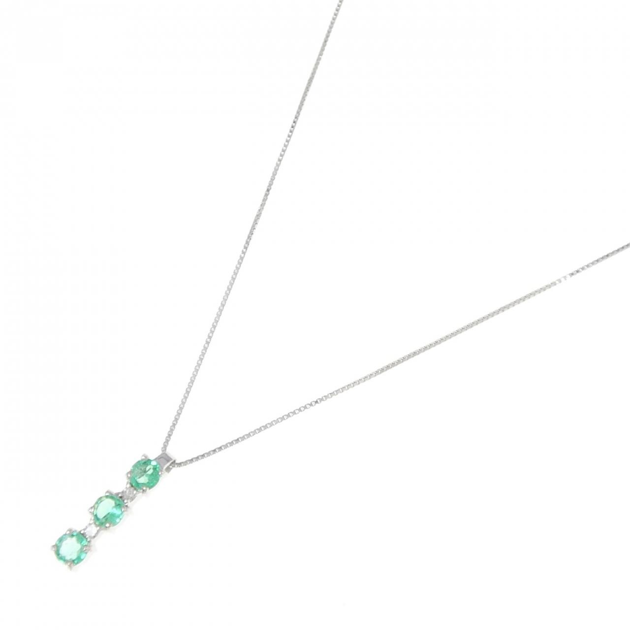 K18WG エメラルド ネックレス 0.37CT