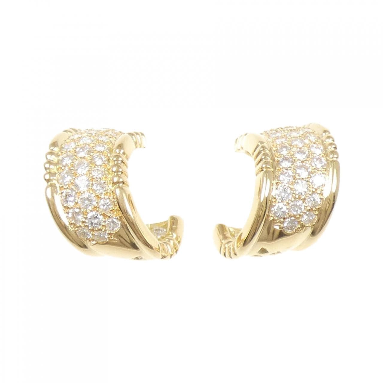 K18YG パヴェ ダイヤモンド ピアス