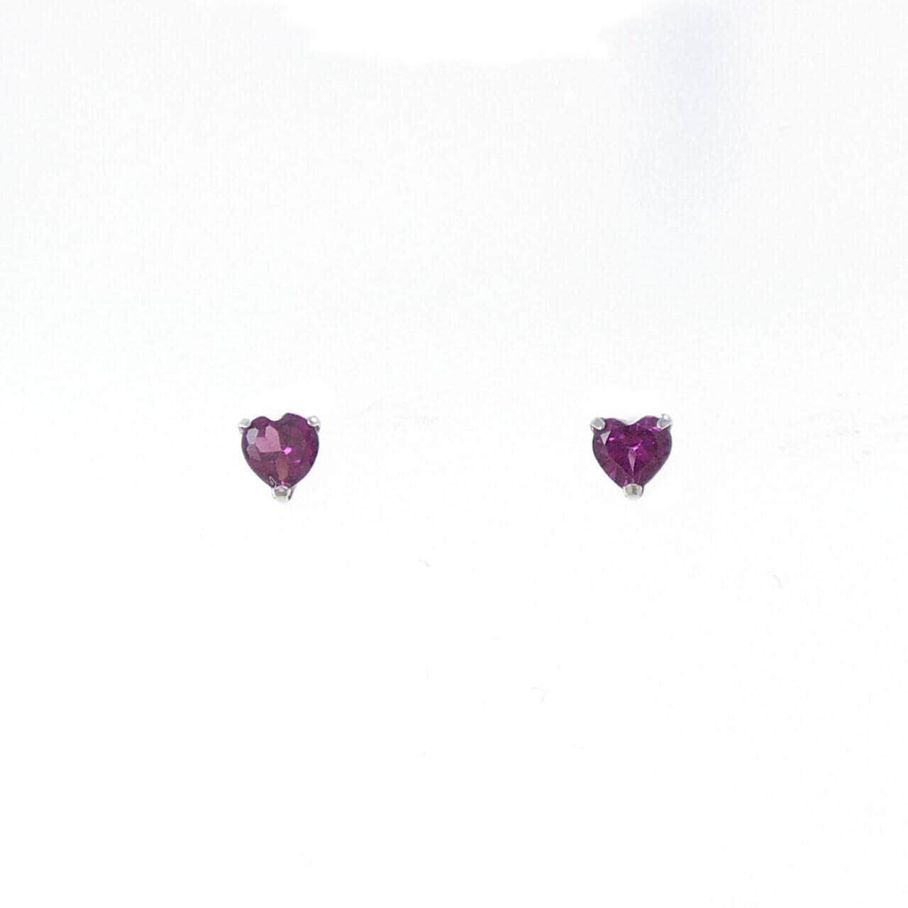 PT900 ハート ガーネット ピアス 0.36CT