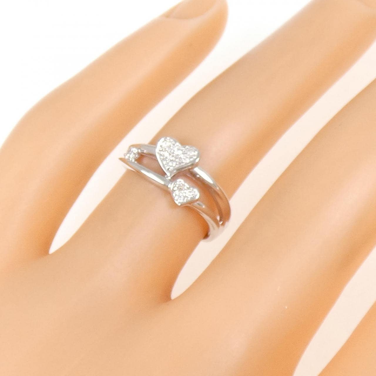 K18WG ハート ダイヤモンド リング 0.07CT