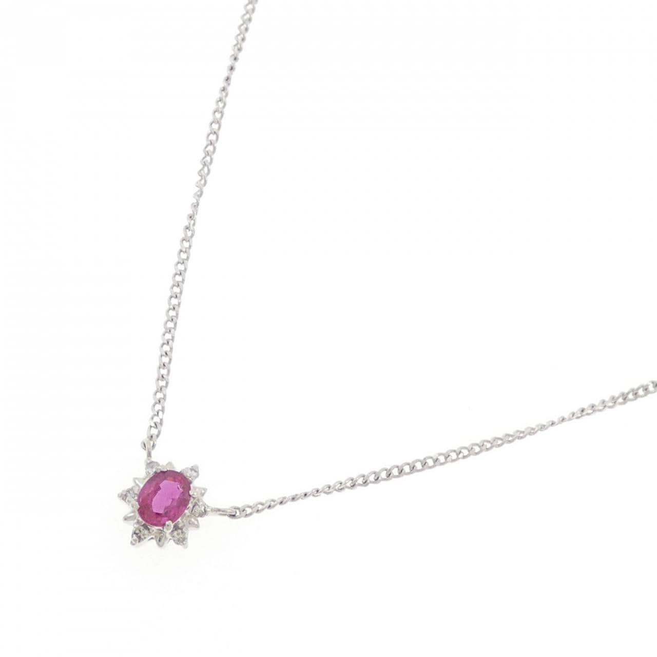 PT900/PT850 ルビー ネックレス 0.28CT