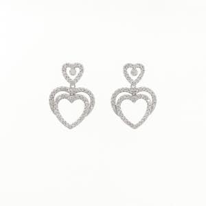 K14WG ハート ダイヤモンド ピアス 0.64CT