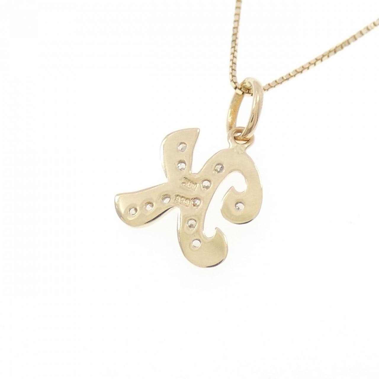 585YG/K10YG/585WG イニシャルK ダイヤモンド ネックレス