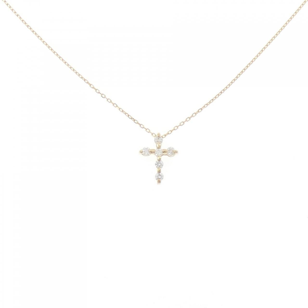 K18YG Cross Diamond Necklace 0.09CT