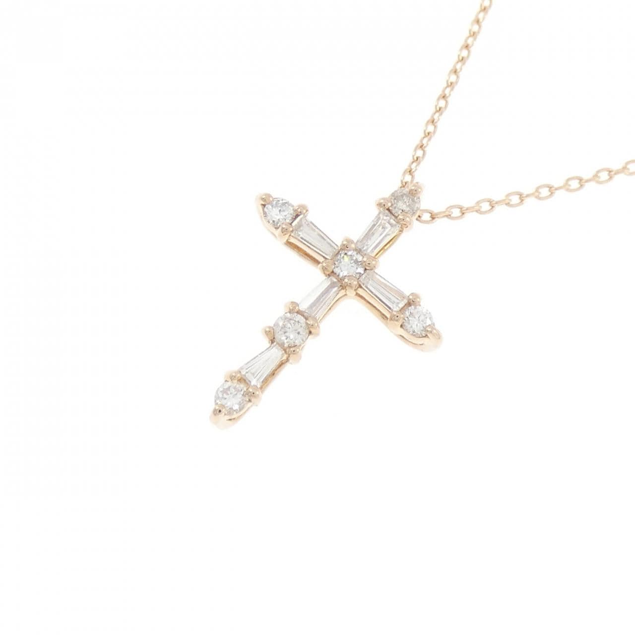 K18PG クロス ダイヤモンド ネックレス 0.27CT