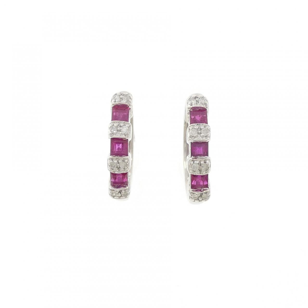 K18WG ルビー フープ ピアス 0.80CT
