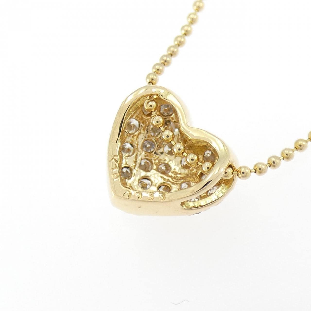 K18YG ハート パヴェ ダイヤモンド ネックレス 0.33CT