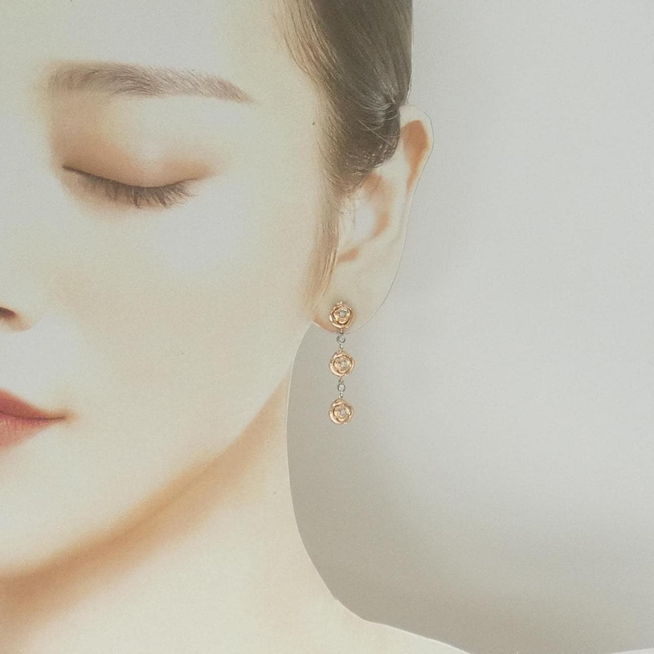 K18WG/K18PG ローズ ダイヤモンド ピアス