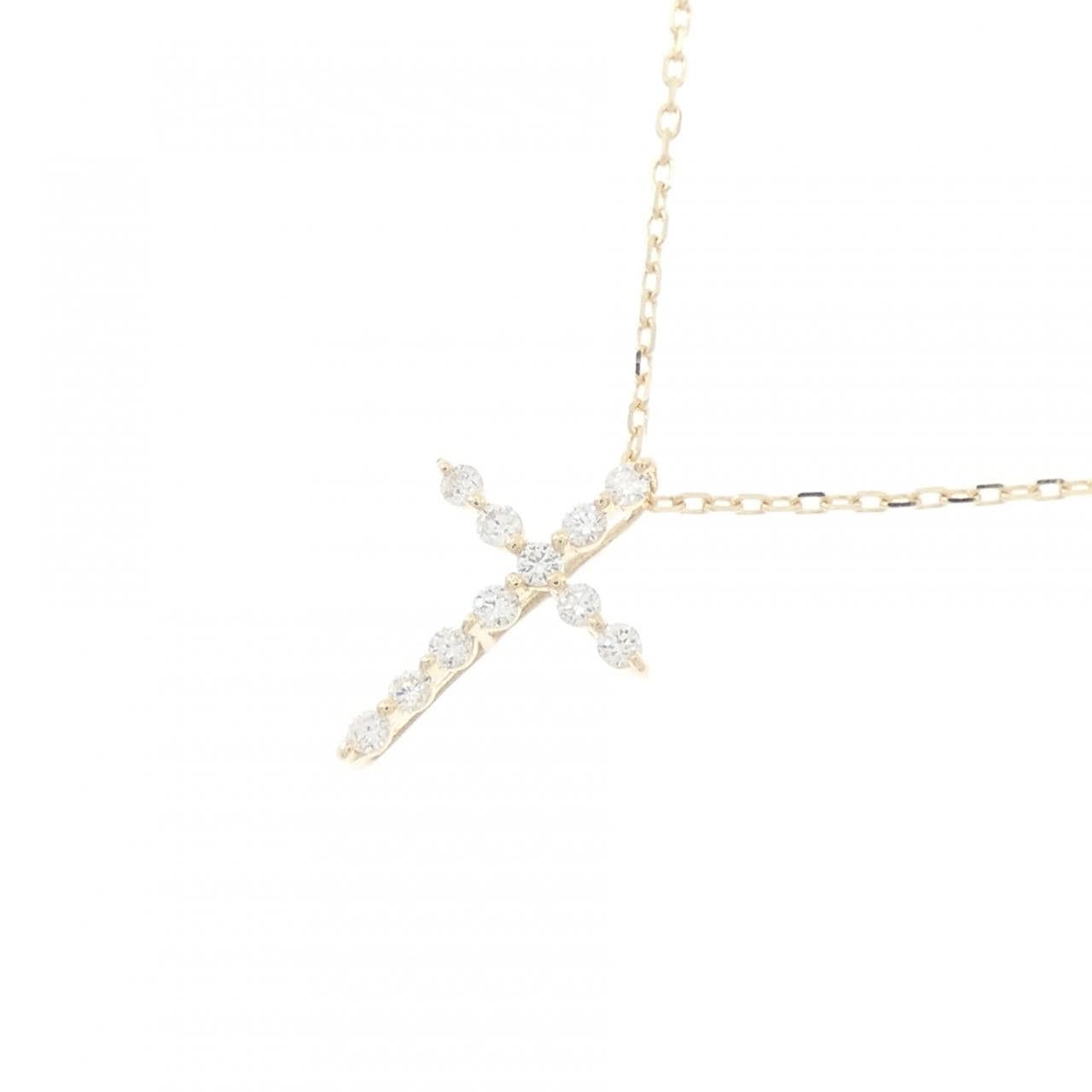 【リメイク】K10YG クロス ダイヤモンド ネックレス 0.10CT