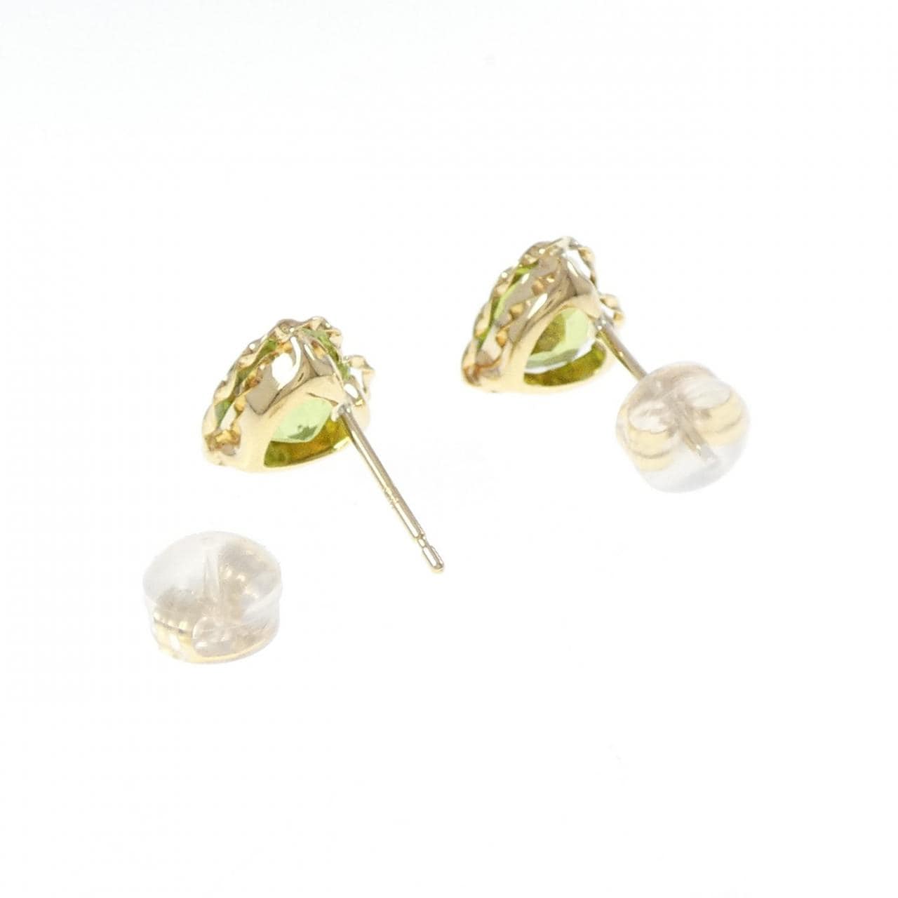K18YG ハート ペリドット ピアス 2.00CT