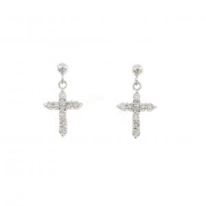 K18WG クロス ダイヤモンド ピアス 0.20CT
