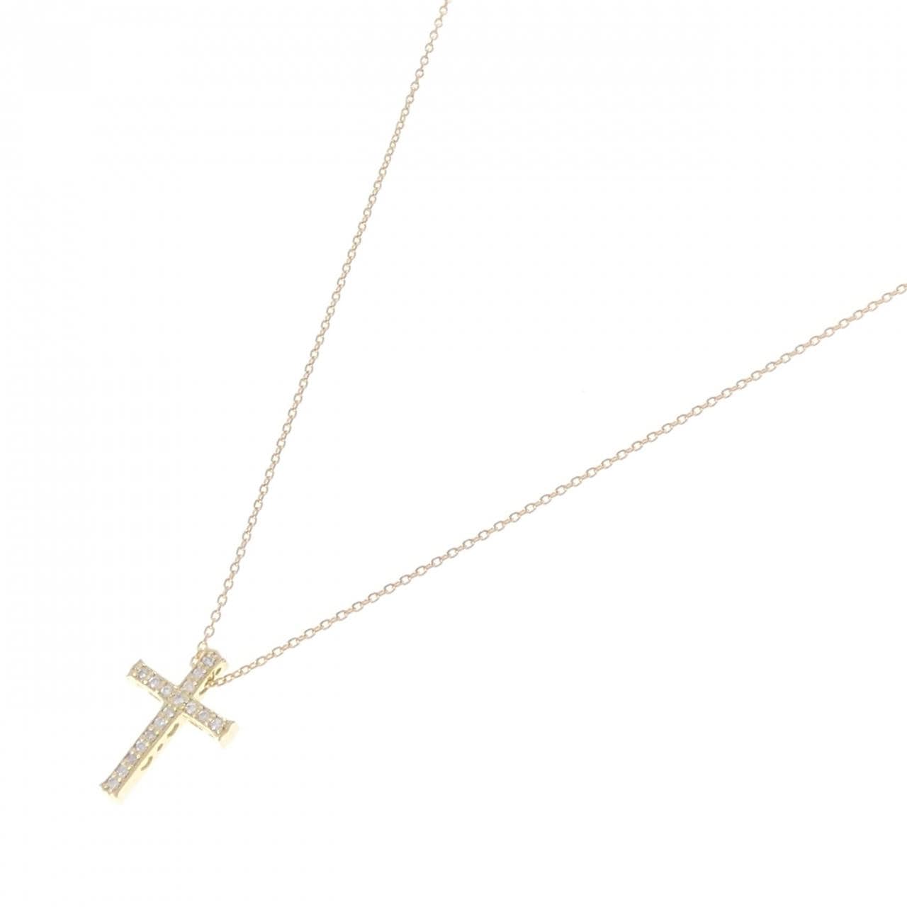 K18YG クロス ダイヤモンド ネックレス 0.08CT