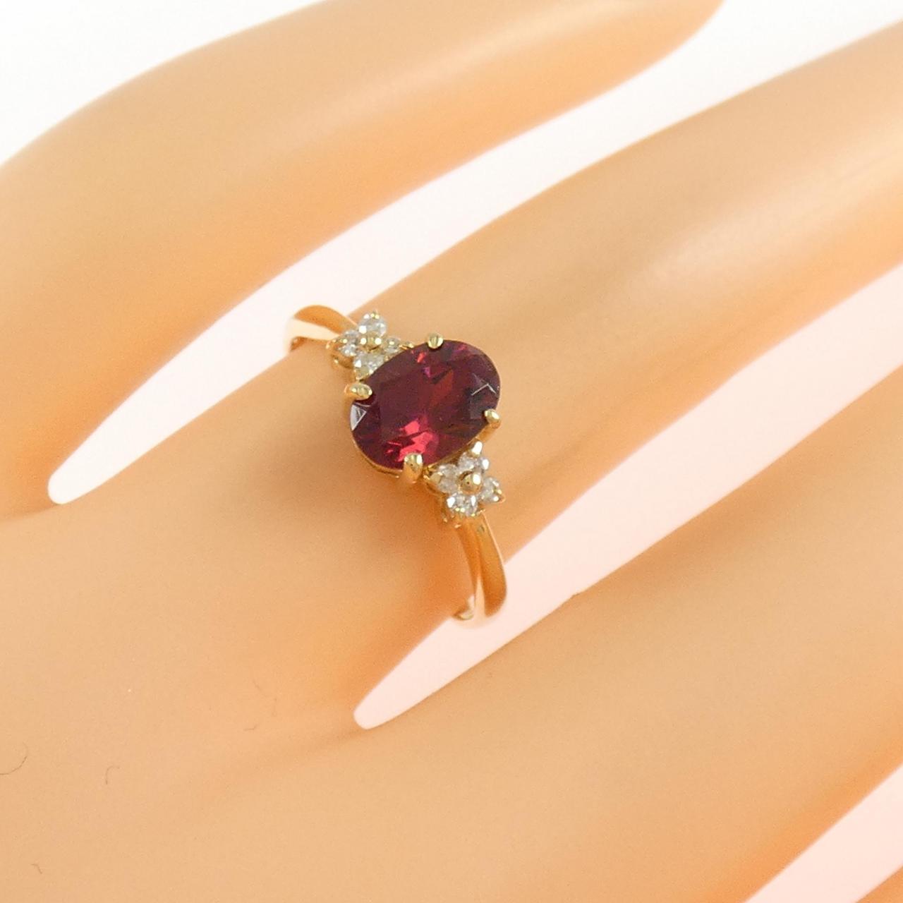 K18YG花石榴石戒指