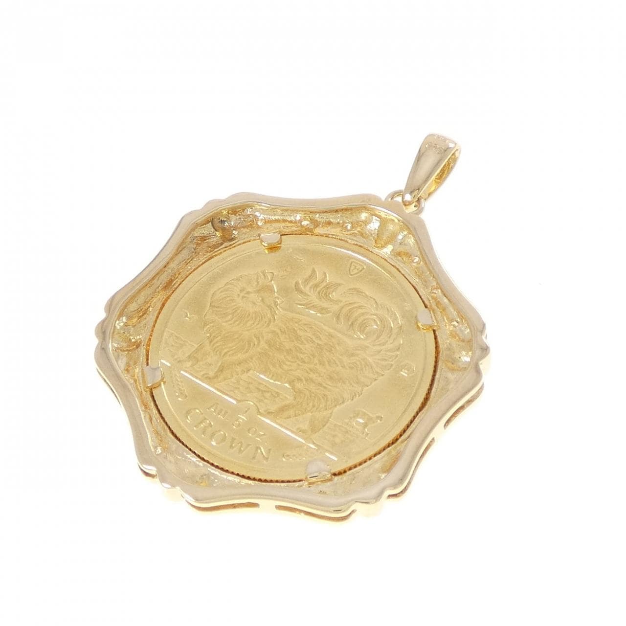 K18YG(枠) ダイヤモンド コイン ペンダント 0.10CT