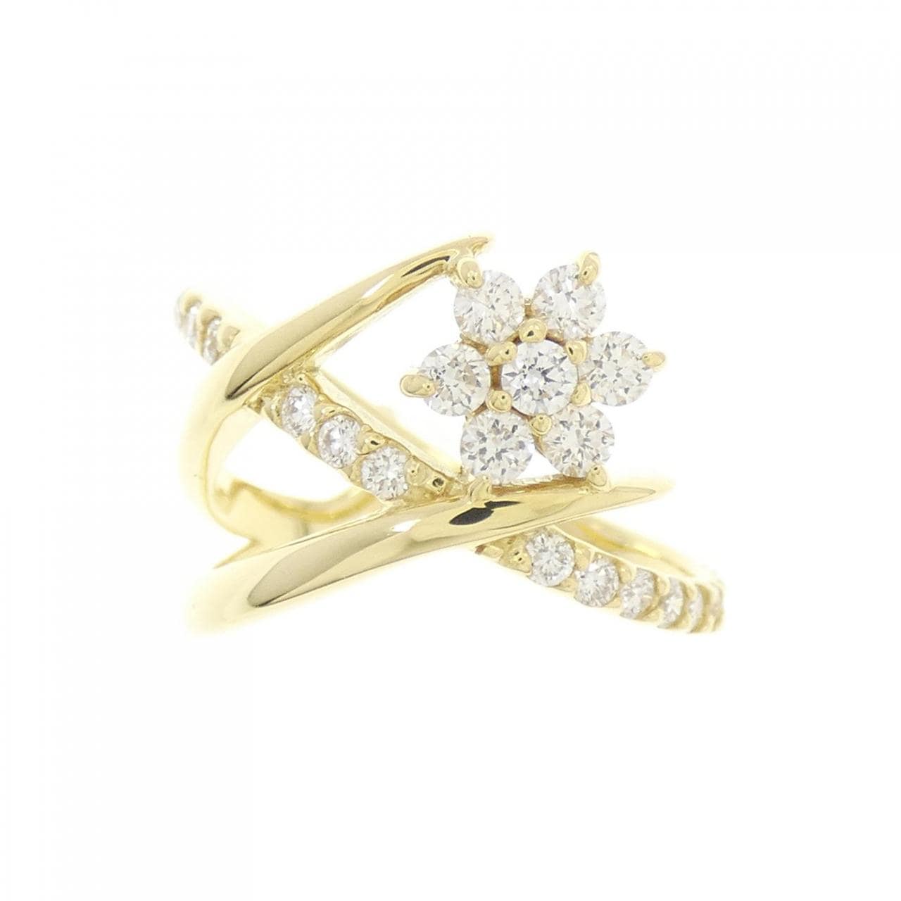 K18YG flower Diamond ring 0.41CT