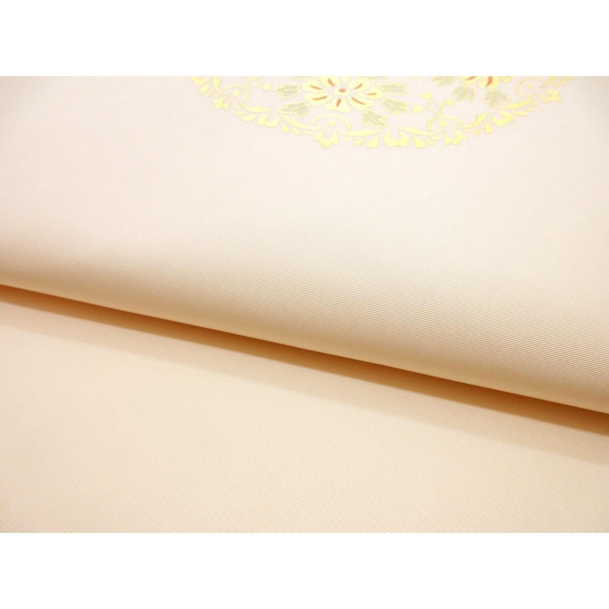 【未使用品】名古屋帯　塩瀬染帯　友禅金彩加工　刺繍入り