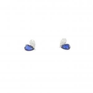 【新品】PT900 ハート サファイヤ ピアス 0.54CT