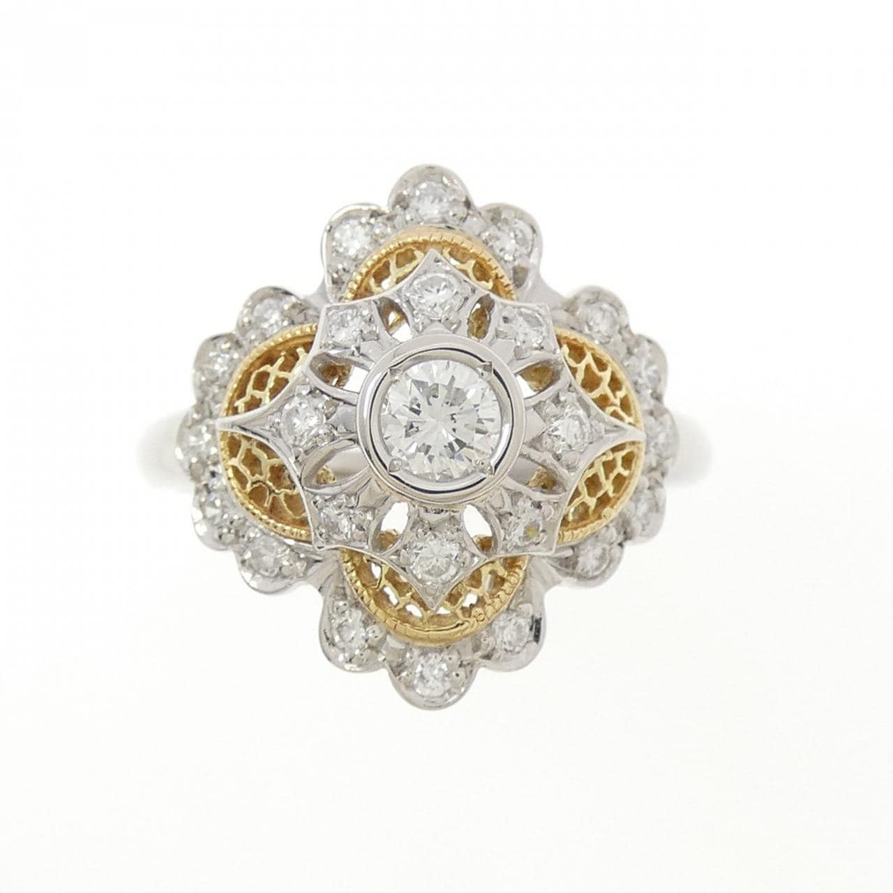 PT900/K18YG ダイヤモンド リング 0.42CT