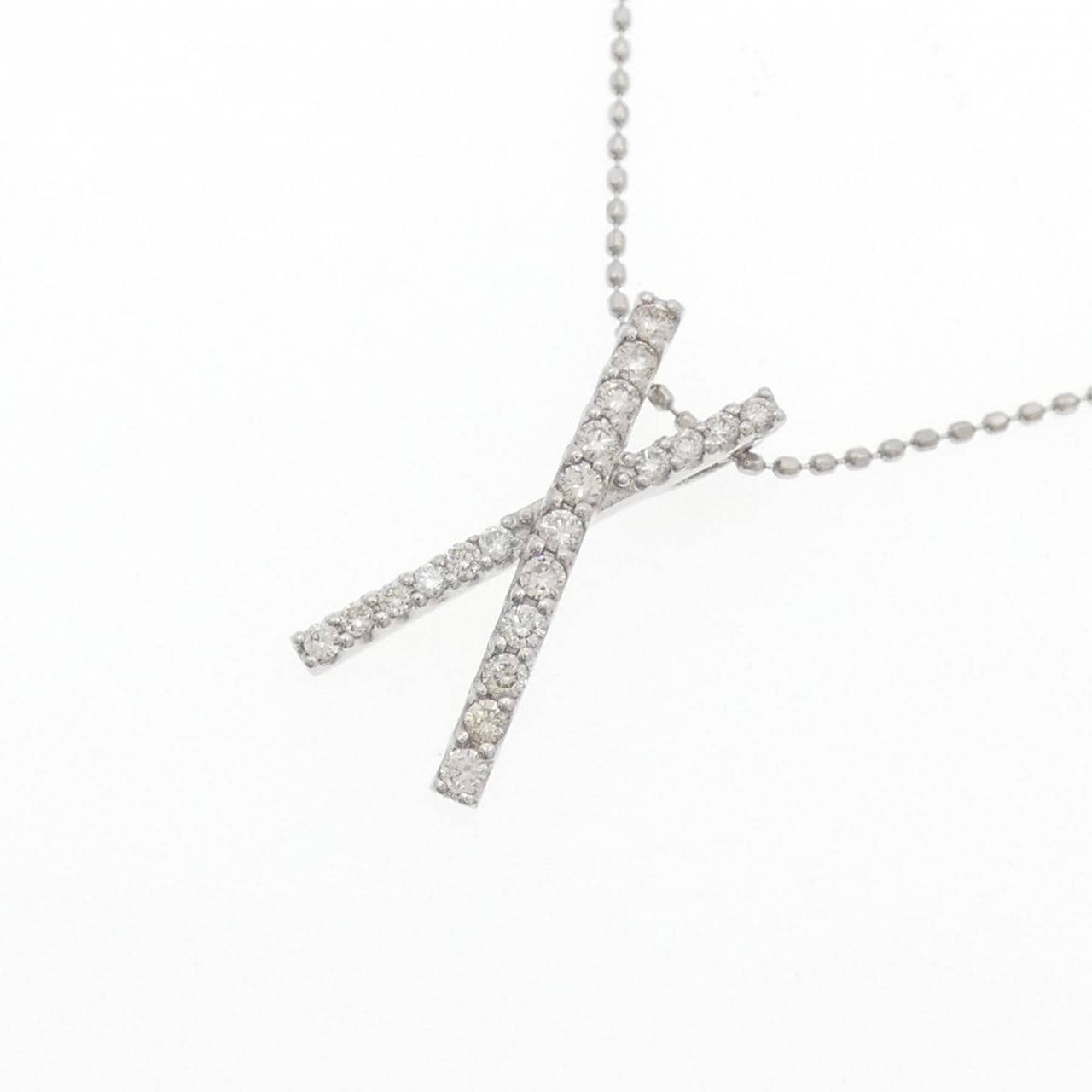 PT950/PT850 クロス ダイヤモンド ネックレス 0.20CT