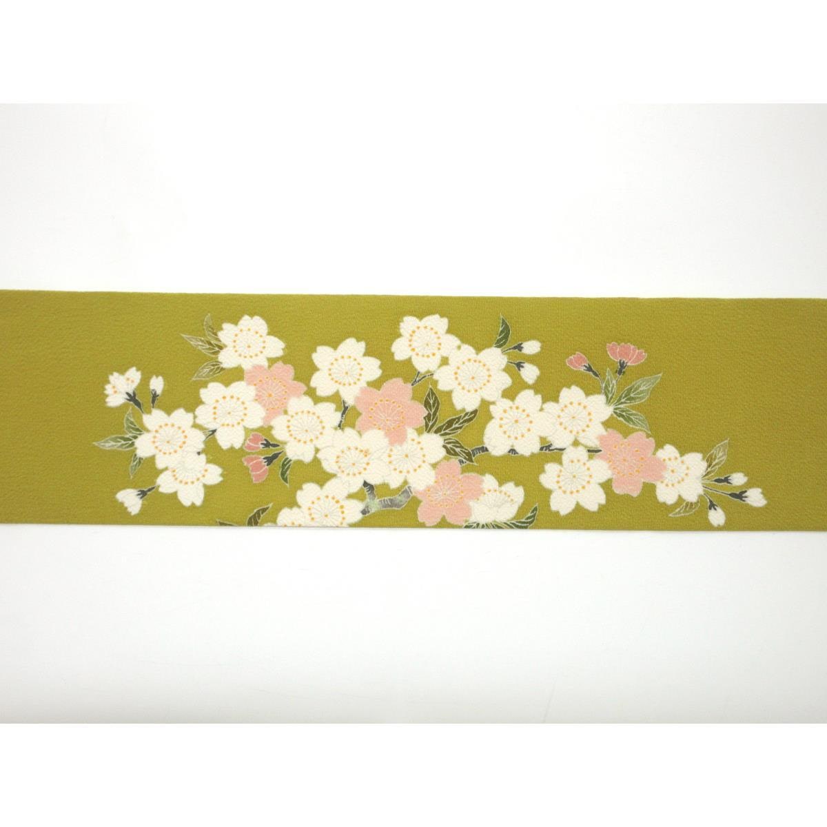 【未使用品】名古屋帯　ちりめん染帯　友禅加工