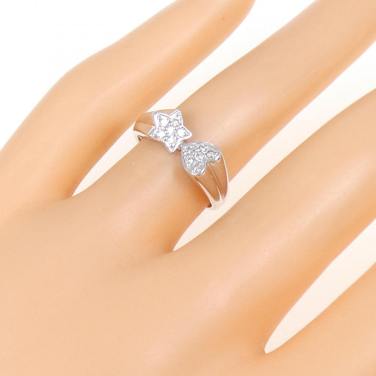K18WG Heart x Star Diamond Ring 0.12CT