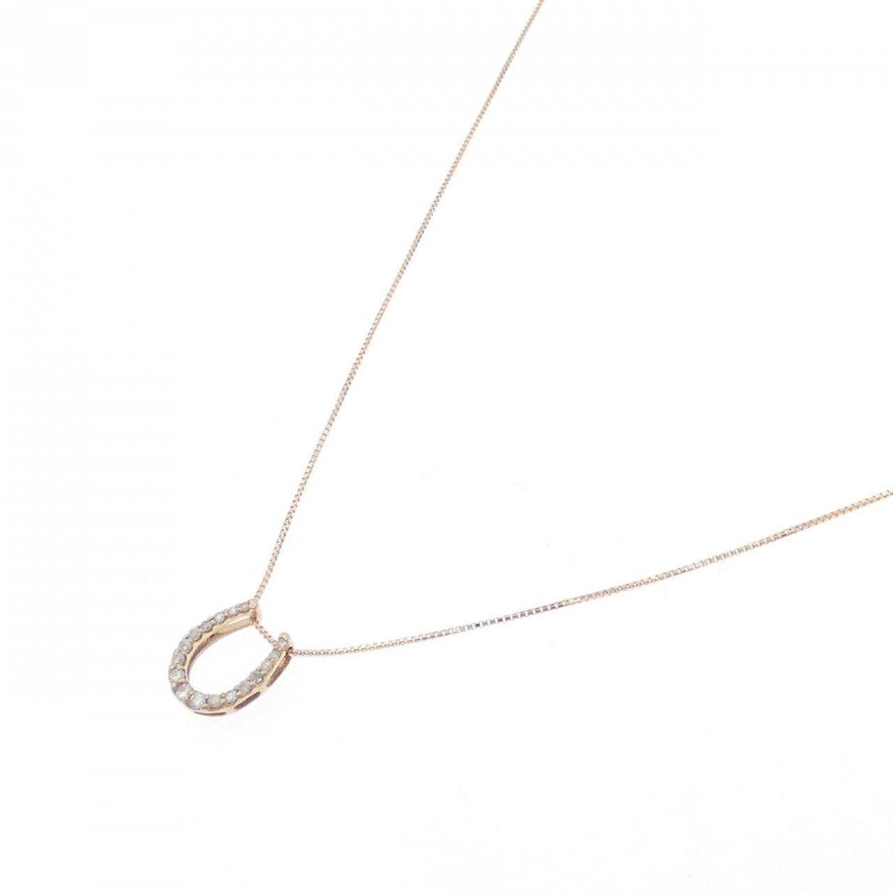K18PG Horseshoe Diamond Necklace 0.20CT
