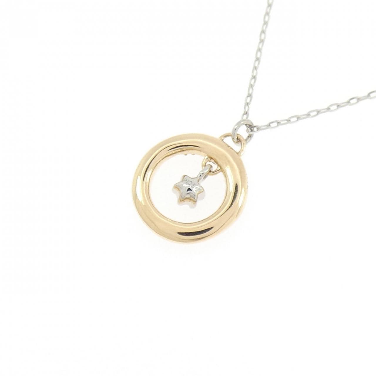 K18YG/PT850 ダイヤモンド ネックレス 0.05CT