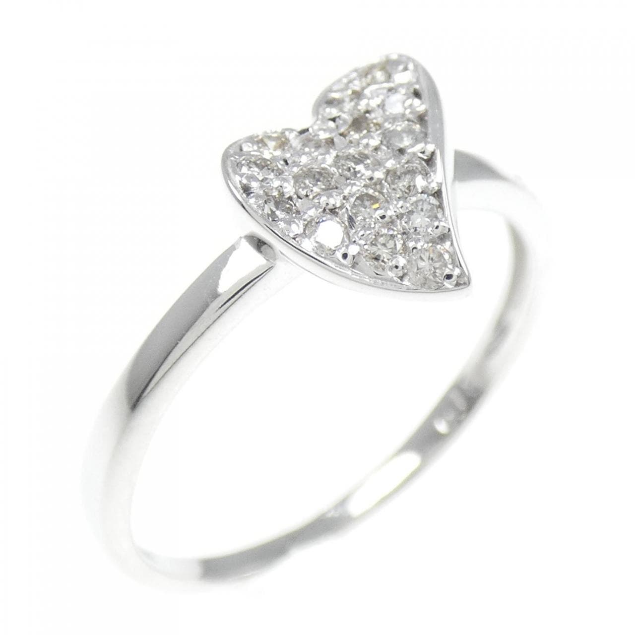 K18WG Heart Pave Diamond Ring 0.18CT