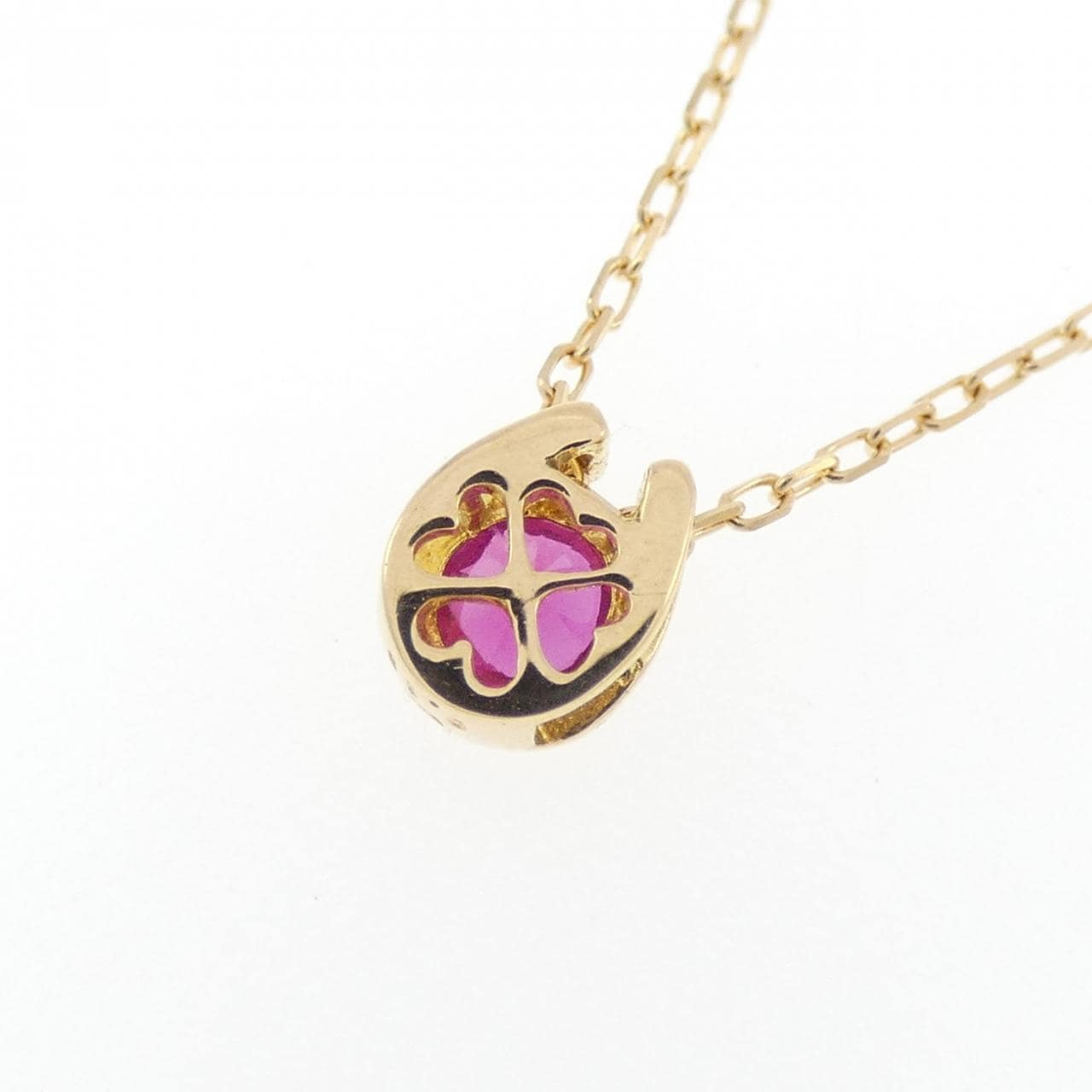 K18YG 合成ルビー ネックレス 0.15CT
