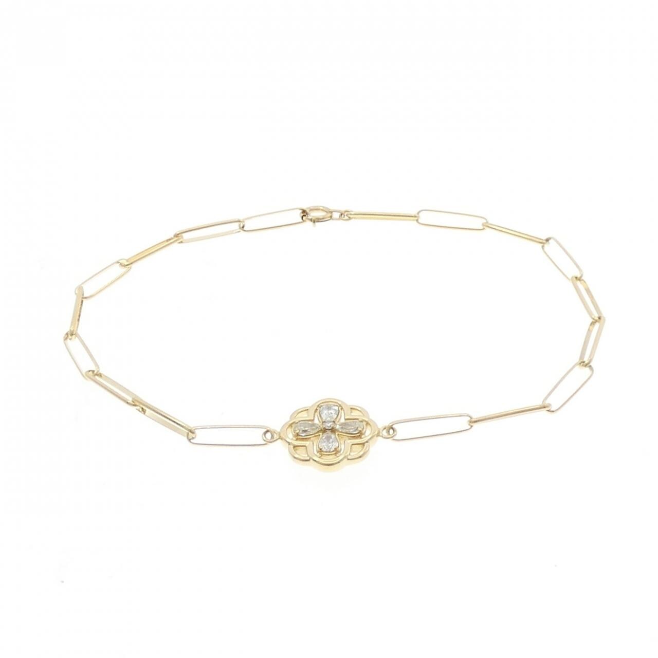 【新品】K18YG フラワー ダイヤモンド ブレスレット 0.30CT