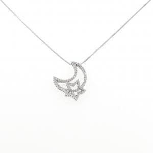 K18WG ムーン×スター ダイヤモンド ネックレス 0.40CT