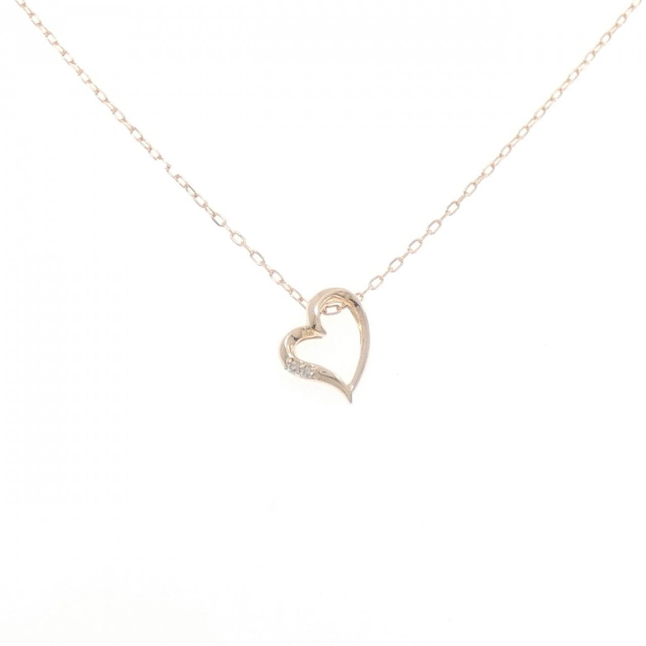 K10PG ハート ダイヤモンド ネックレス 0.01CT