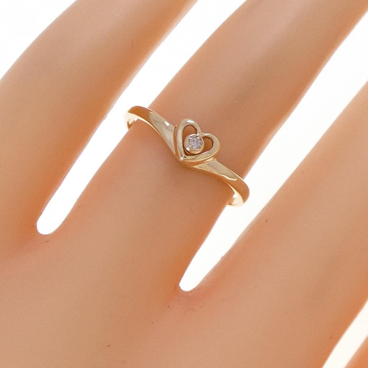 K18YG ハート ダイヤモンド リング