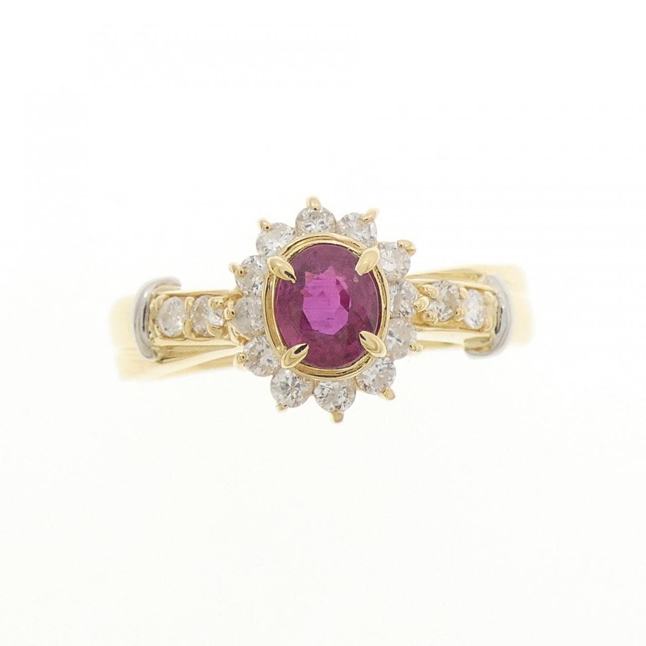 K18YG/PT900 ルビー リング 0.40CT