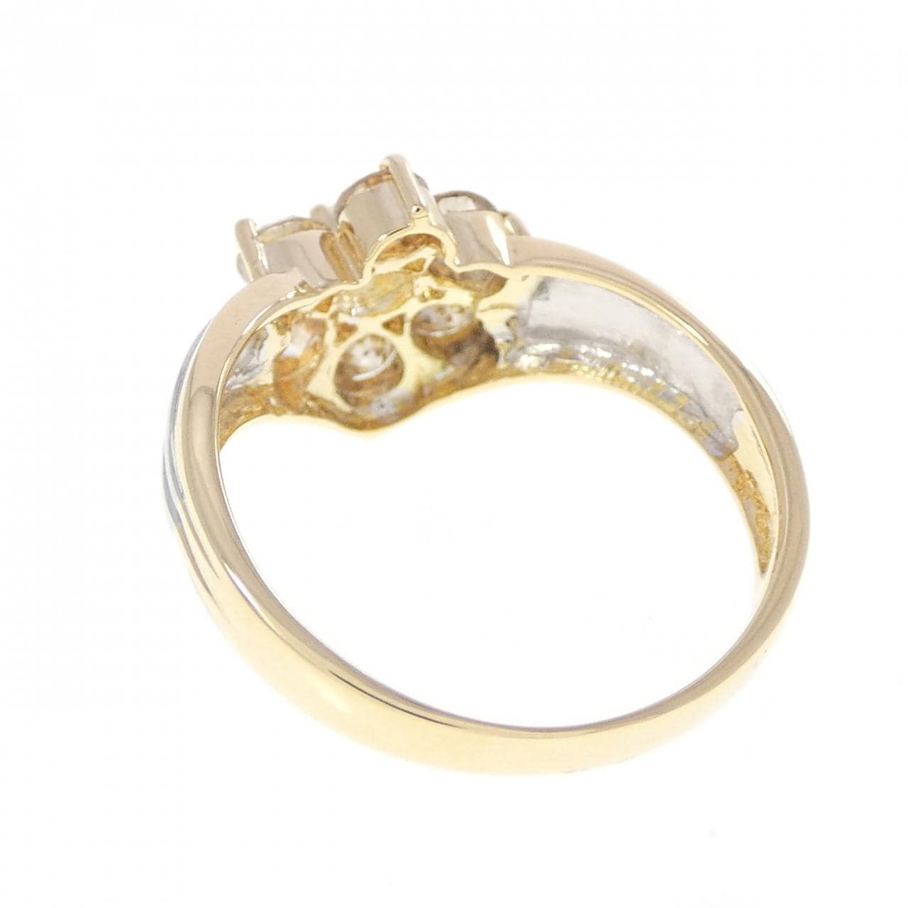 K18YG/PT900 フラワー ダイヤモンド リング 1.00CT